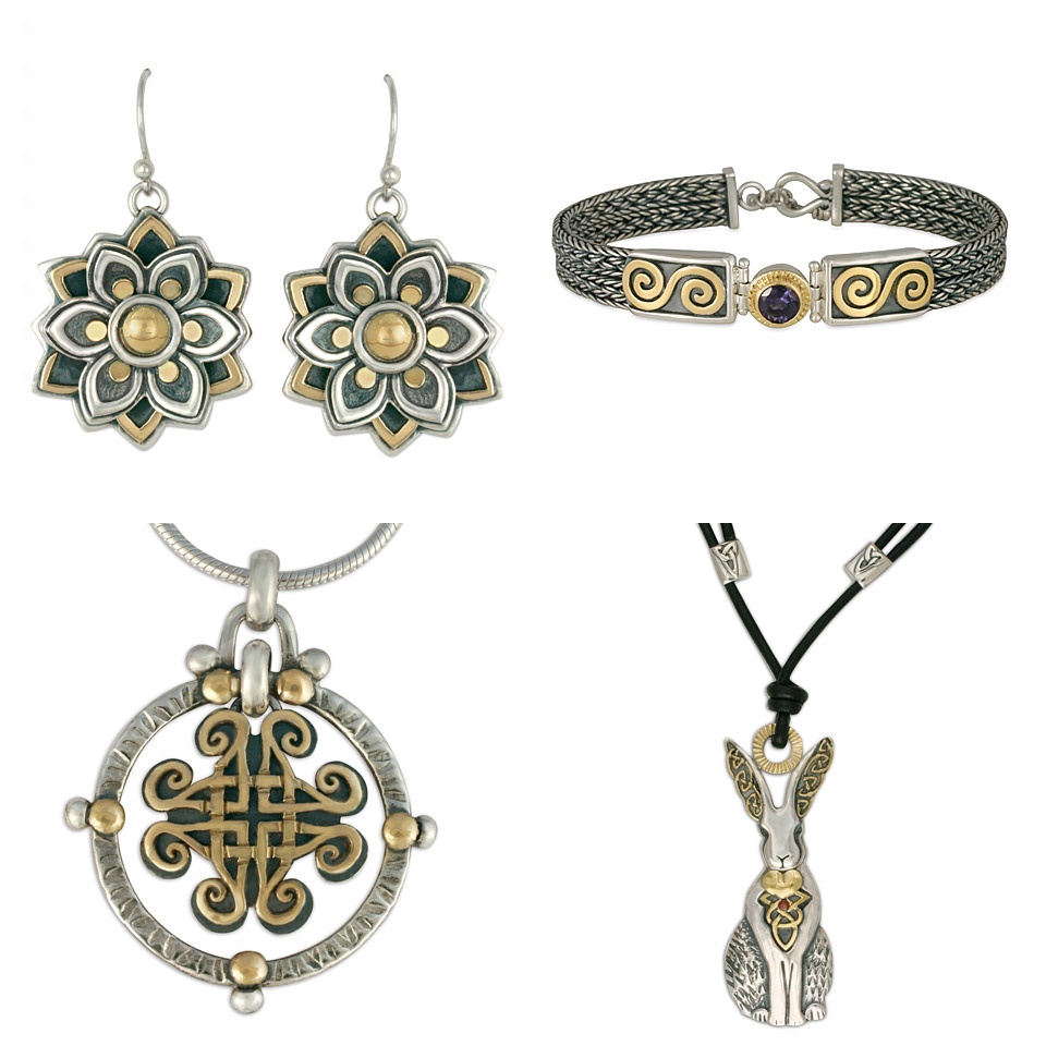Our two tone jewelry made of gold over silver comes in a huge range of earrings, pendants, necklaces, and bracelets.